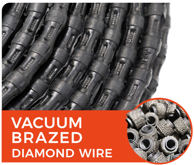 Vacuum brazed diamond wire for reinforced concrete